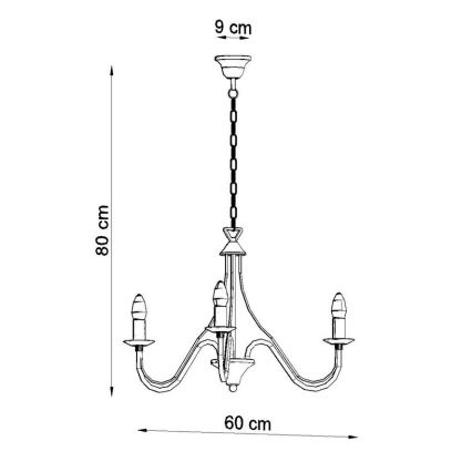 Lestenec na verigi MINERWA 3 3xE14/40W/230V bel