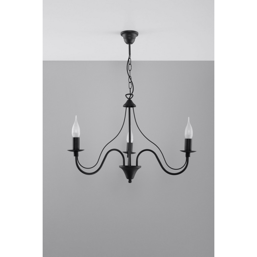 Lestenec na verigi MINERWA 3 3xE14/40W/230V črn
