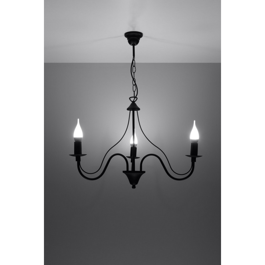 Lestenec na verigi MINERWA 3 3xE14/40W/230V črn