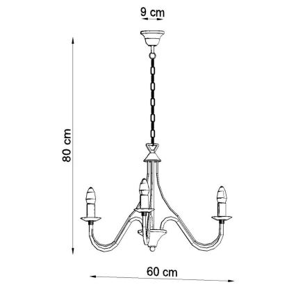 Lestenec na verigi MINERWA 3 3xE14/40W/230V črn