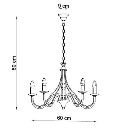 Lestenec na verigi MINERWA 5 5xE14/40W/230V bel