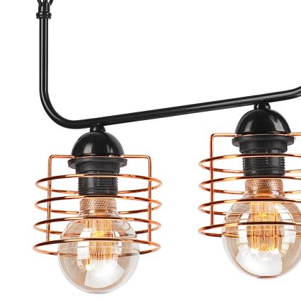 Lestenec na verigi MORGAN 2xE27/60W/230V črna/bakreno
