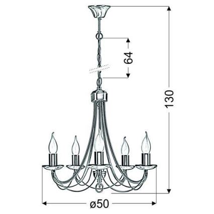 Lestenec na verigi MUZA 5xE14/40W/230V
