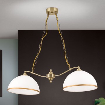 Lestenec na verigi OLD LAMP 2xE27/40W/230V bela/medenina