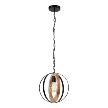 Lestenec na verigi ONDA 1xE27/15W/230V črna/hrast