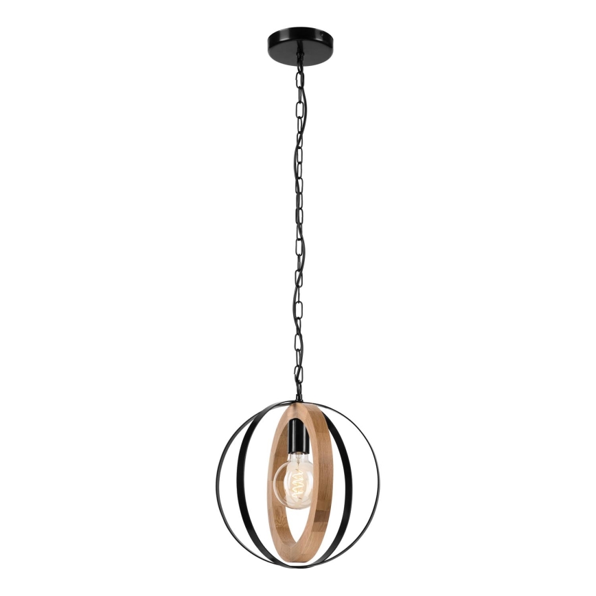 Lestenec na verigi ONDA 1xE27/15W/230V črna/hrast