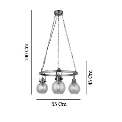 Lestenec na verigi POLINO 3xE27/40W/230V bronast