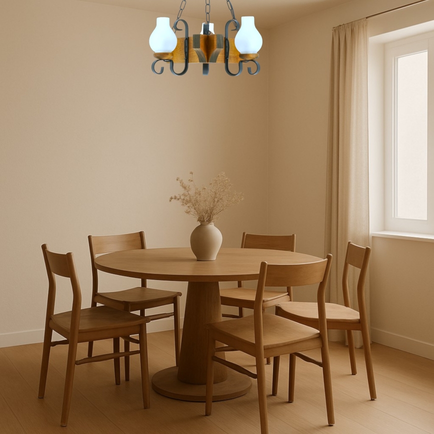 Lestenec na verigi QUEEN 3xE14/40W/230V bukev - FSC certifikat