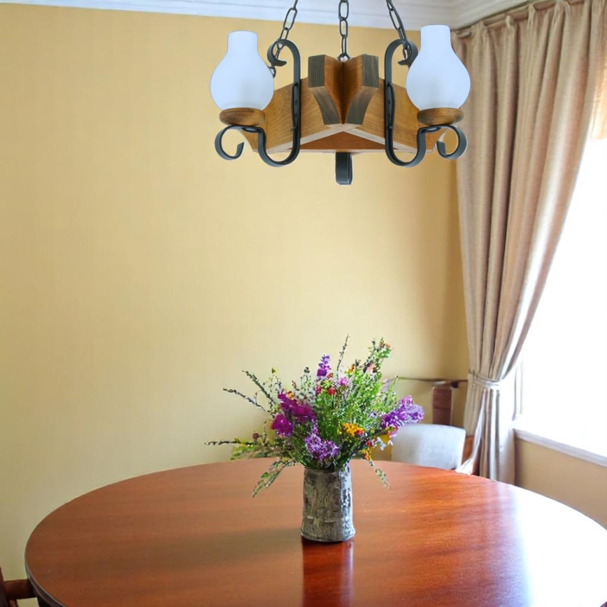 Lestenec na verigi QUEEN 3xE14/40W/230V bukev