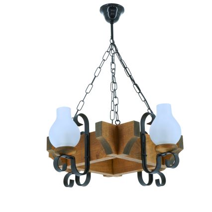 Lestenec na verigi QUEEN 4xE14/40W/230V bukev - FSC certifikat