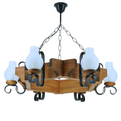 Lestenec na verigi QUEEN 6xE14/40W/230V bukev