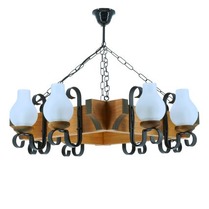 Lestenec na verigi QUEEN 8xE14/40W/230V bukev - FSC certifikat