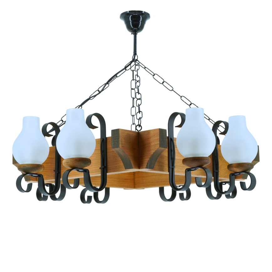 Lestenec na verigi QUEEN 8xE14/40W/230V bukev