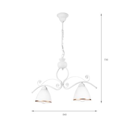 Lestenec na verigi RETRO 2xE27/60W/230V mat bela