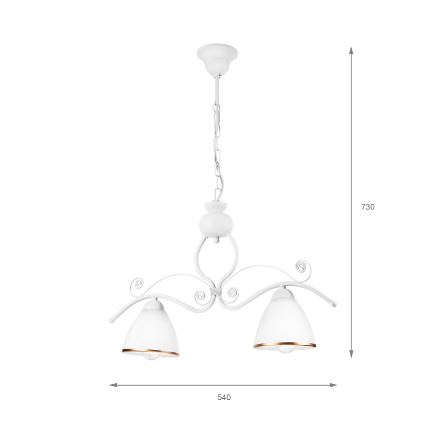 Lestenec na verigi RETRO 2xE27/60W/230V mat bela