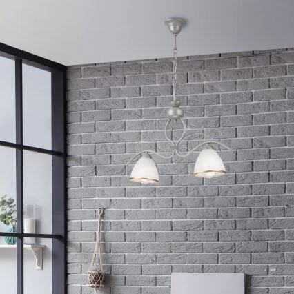 Lestenec na verigi RETRO 2xE27/60W/230V srebrna