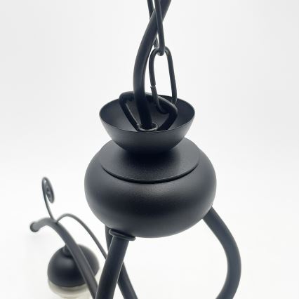 Lestenec na verigi RETRO 3xE27/60W/230V črna/bela