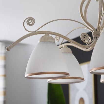 Lestenec na verigi RETRO II 5xE27/60W/230V bela patina