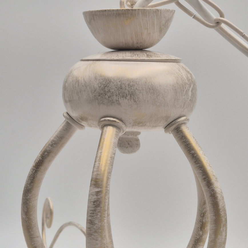 Lestenec na verigi RETRO II 5xE27/60W/230V bela patina