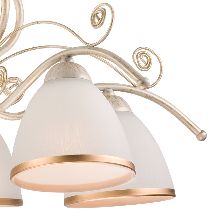 Lestenec na verigi RETRO II 5xE27/60W/230V bela patina