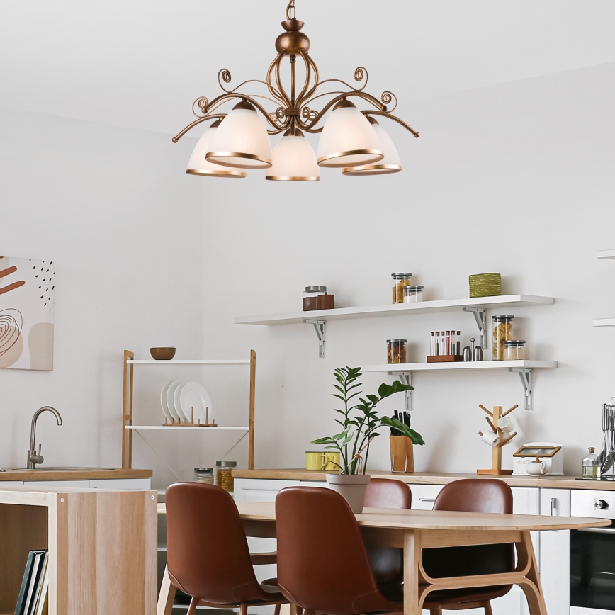 Lestenec na verigi RETRO II 5xE27/60W/230V bronasta patina