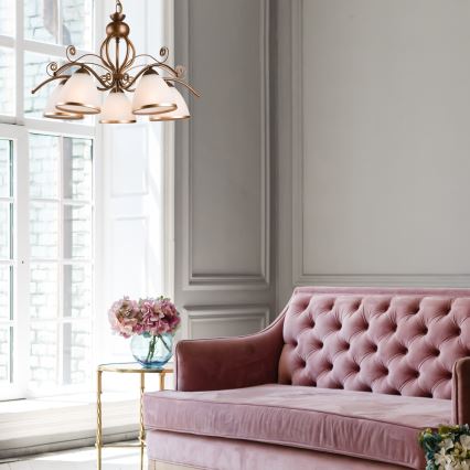 Lestenec na verigi RETRO II 5xE27/60W/230V bronasta patina