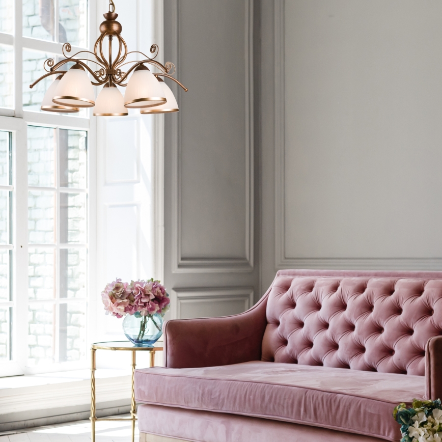 Lestenec na verigi RETRO II 5xE27/60W/230V bronasta patina