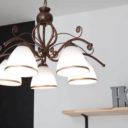 Lestenec na verigi RETRO II 5xE27/60W/230V bronasta patina