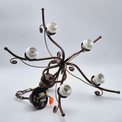 Lestenec na verigi RETRO II 5xE27/60W/230V bronasta patina