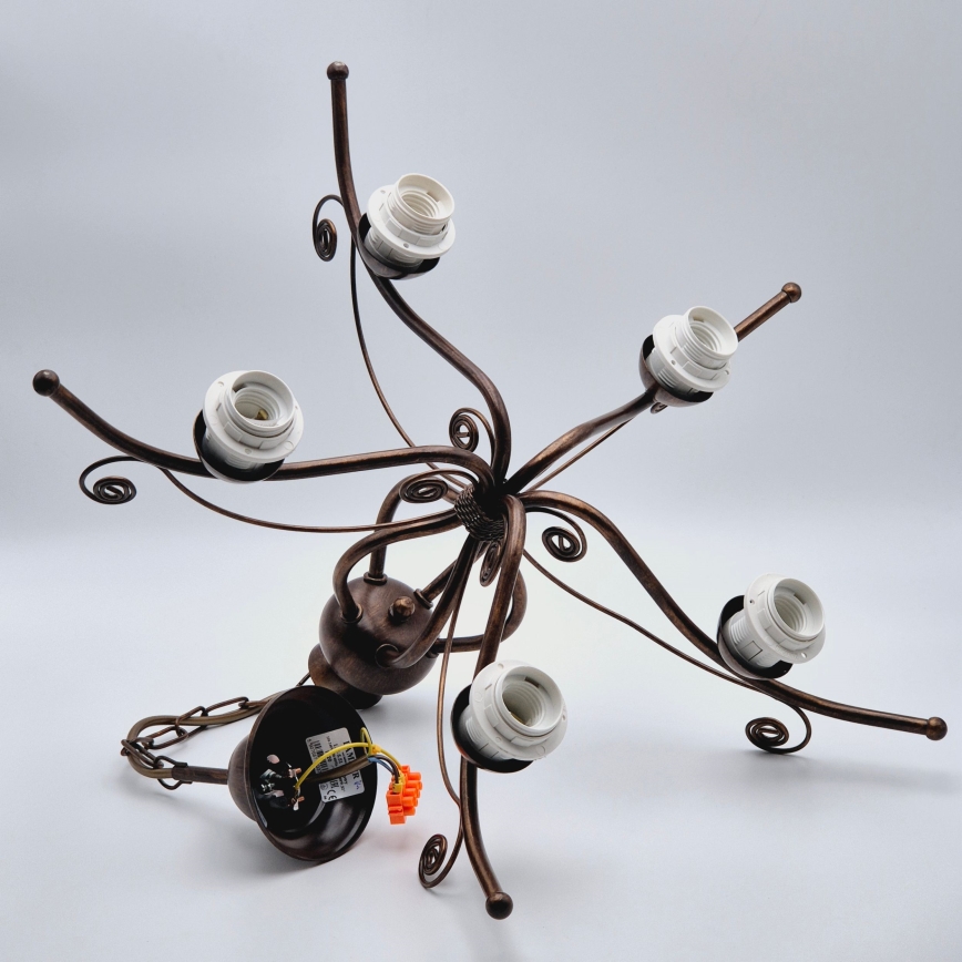 Lestenec na verigi RETRO II 5xE27/60W/230V bronasta patina