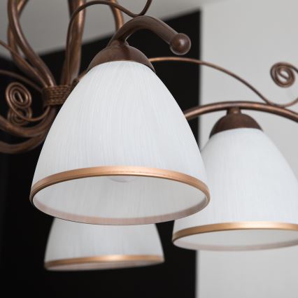 Lestenec na verigi RETRO II 5xE27/60W/230V bronasta patina