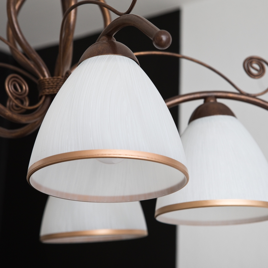 Lestenec na verigi RETRO II 5xE27/60W/230V bronasta patina