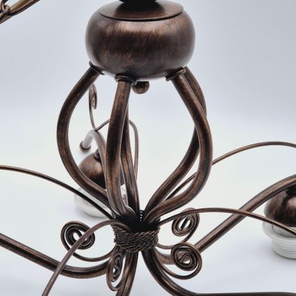 Lestenec na verigi RETRO II 5xE27/60W/230V bronasta patina