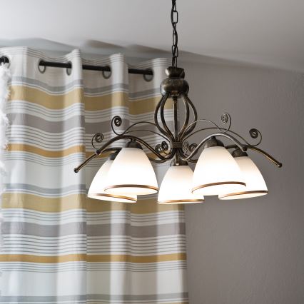 Lestenec na verigi RETRO II 5xE27/60W/230V črna patina