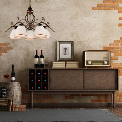 Lestenec na verigi RETRO II 5xE27/60W/230V črna patina