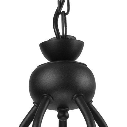 Lestenec na verigi RETRO II 5xE27/60W/230V mat črna