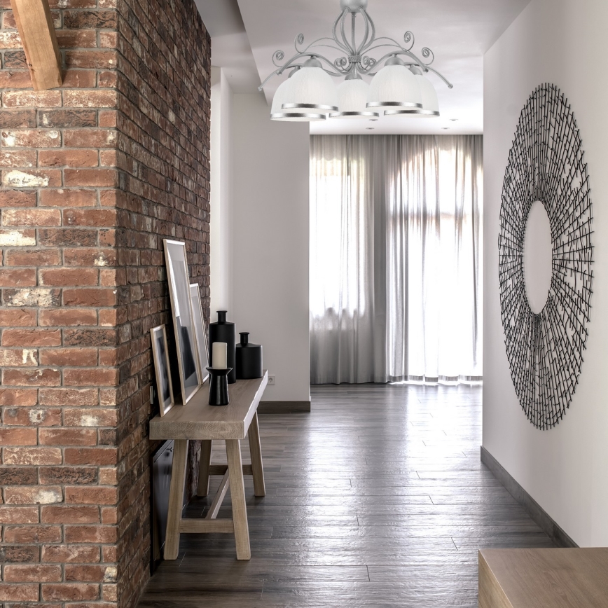 Lestenec na verigi RETRO II 5xE27/60W/230V srebrn