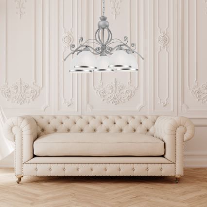 Lestenec na verigi RETRO II 5xE27/60W/230V srebrn