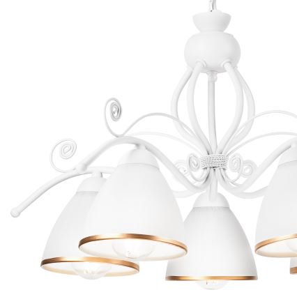 Lestenec na verigi RETRO II 5xE27/60W/230V, v beli barvi