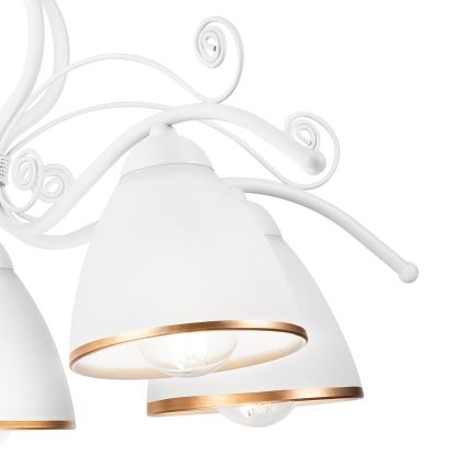 Lestenec na verigi RETRO II 5xE27/60W/230V, v beli barvi