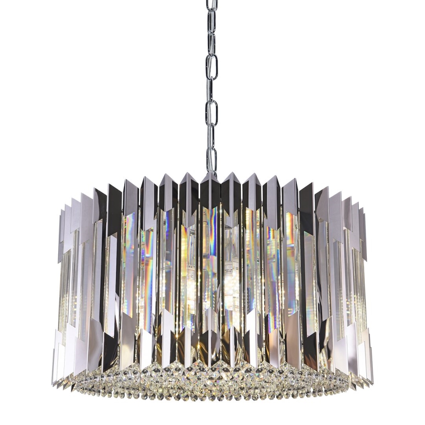 Lestenec na verigi RITZ 12xE14/40W/230V pr. 54 cm sijajni krom