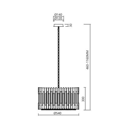 Lestenec na verigi RITZ 12xE14/40W/230V pr. 54 cm sijajni krom