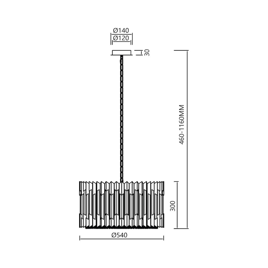 Lestenec na verigi RITZ 12xE14/40W/230V pr. 54 cm sijajni krom
