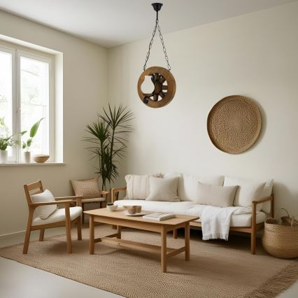 Lestenec na verigi ROATA 2xE14/40W/230V bukev - FSC certifikat