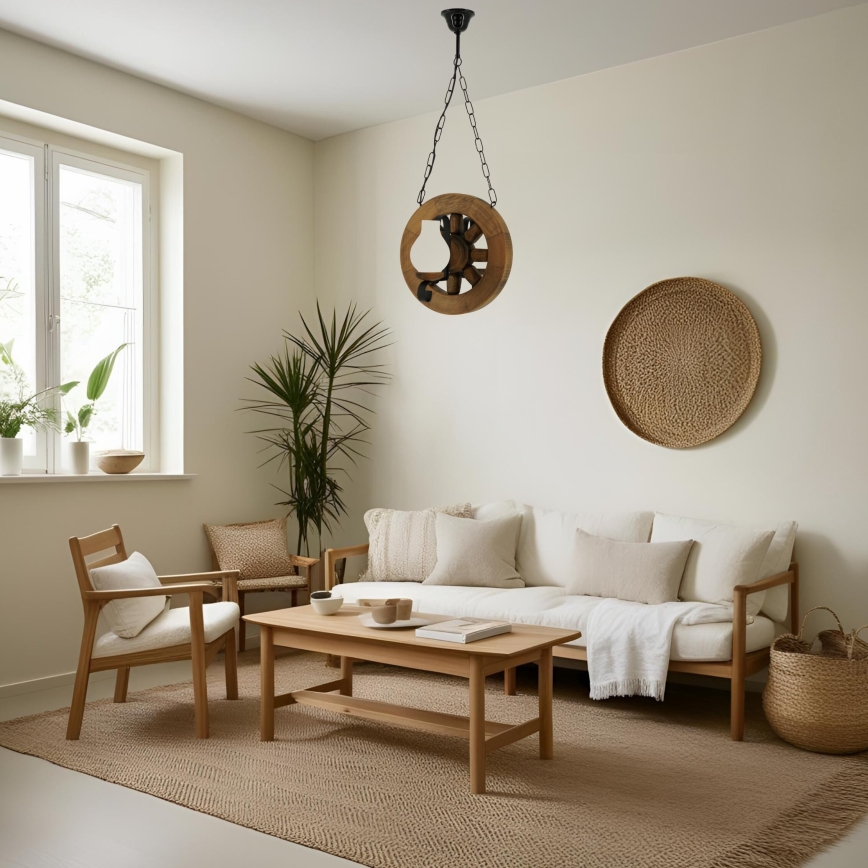 Lestenec na verigi ROATA 2xE14/40W/230V bukev - FSC certifikat
