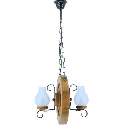 Lestenec na verigi ROATA 2xE14/40W/230V bukev
