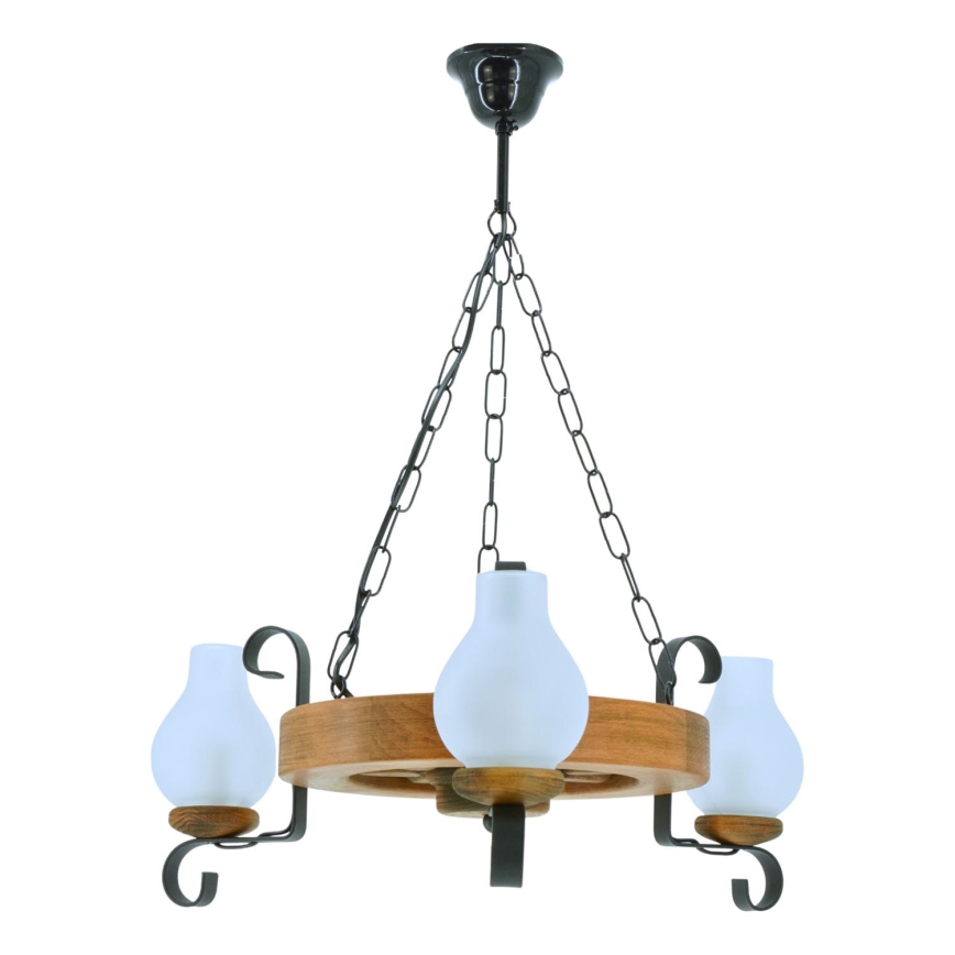 Lestenec na verigi ROATA 3xE14/40W/230V bukev