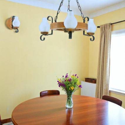 Lestenec na verigi ROATA 3xE14/40W/230V bukev