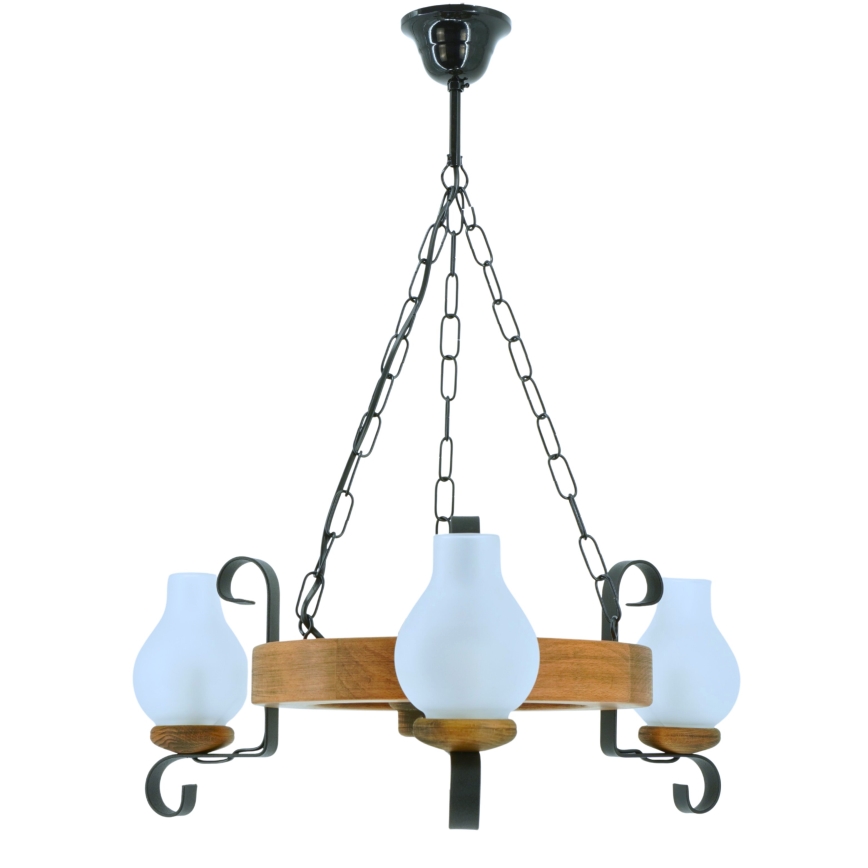 Lestenec na verigi ROATA 3xE14/40W/230V bukev