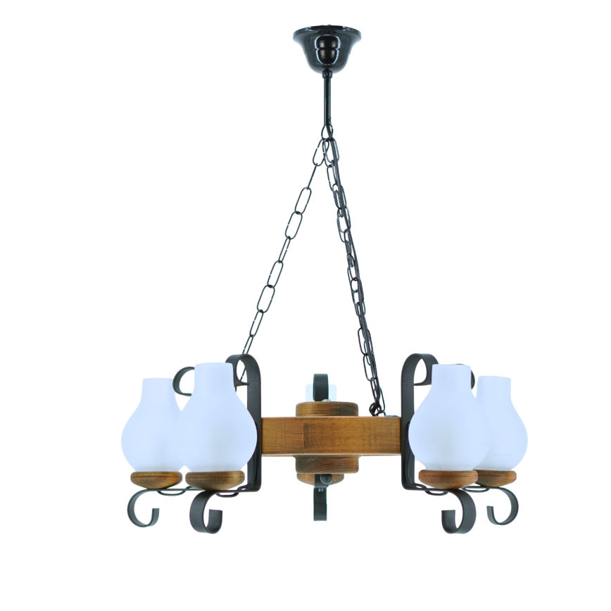 Lestenec na verigi ROATA 5xE14/40W/230V pr. 30 cm bukev - FSC certifikat
